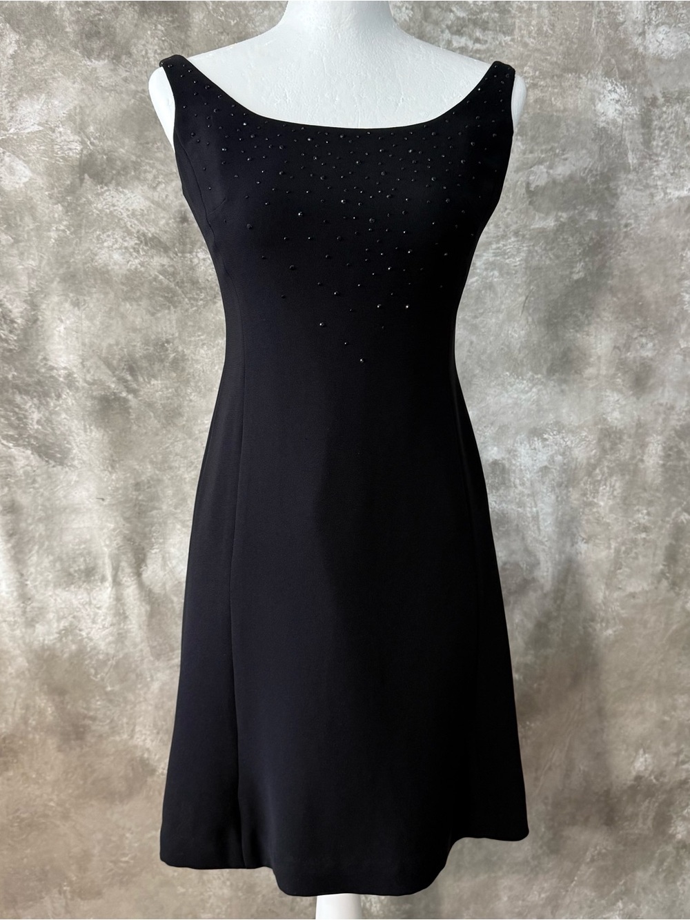 Jones New York Black Beaded Boatneck A-Line Dress (Love 24)